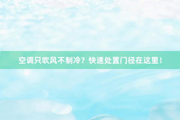 空调只吹风不制冷？快速处置门径在这里！